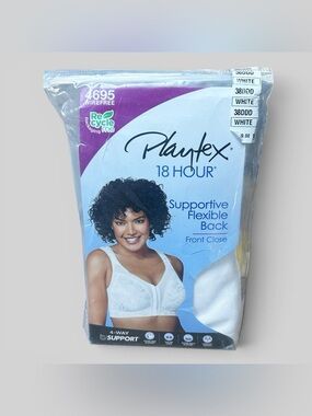 Playtex 18 Hour Supportive Flexible Back Front Close Wire Free Bra White 38DDD